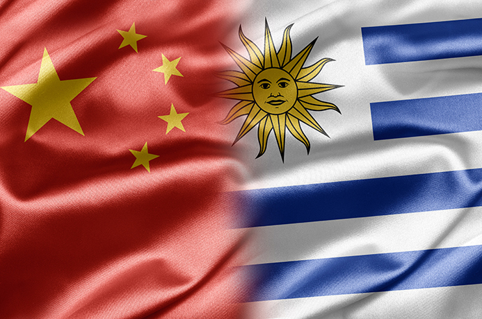China Uruguay flags