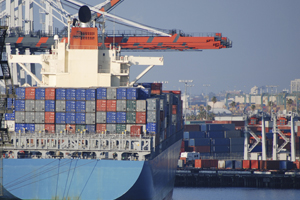 Container vessel in port