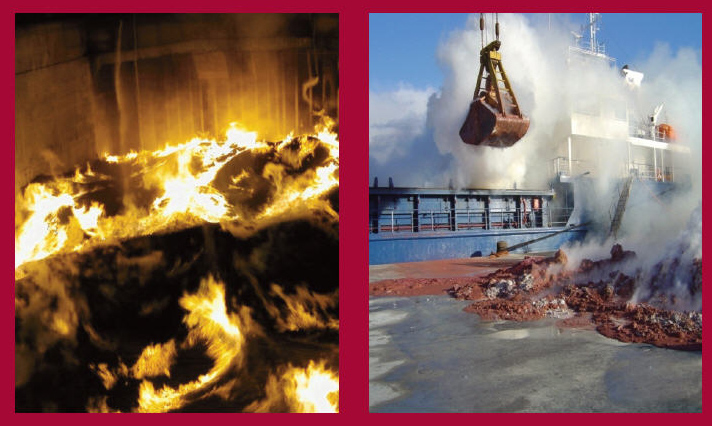 Image of fire in container and cargo hole