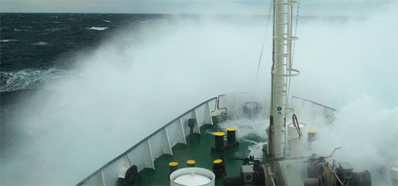 Ship in storm